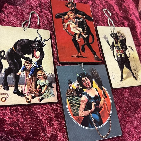 Krampus Ornament Set, Retro Krampus Postcard Greeting Holiday Ornament set - Picture 11 of 13